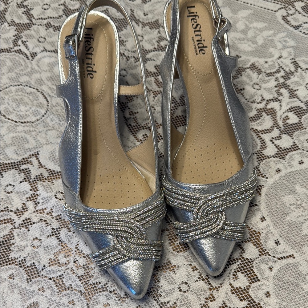 Life Stride Silver Heels Elegant Design